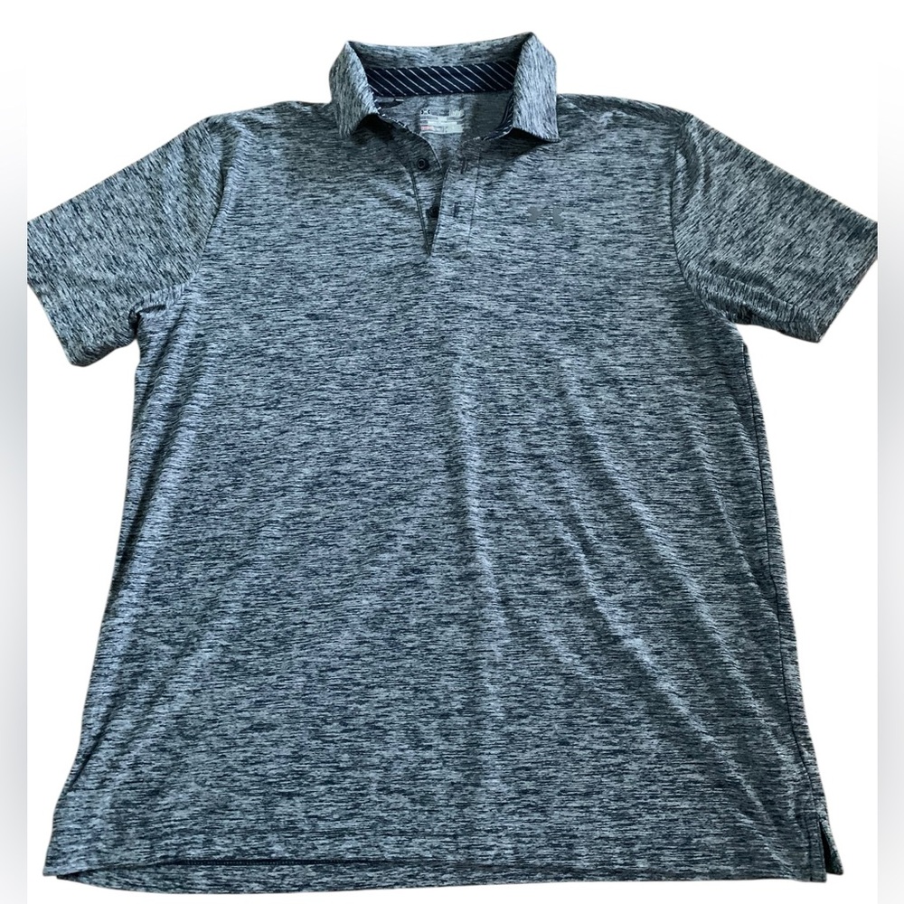 Under Armour Loose Fit Men’s Heathered Blue Polo Shirt – Size Large – Like New